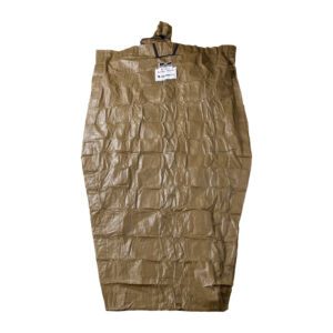 A brown heavy-duty sack with a label attached.